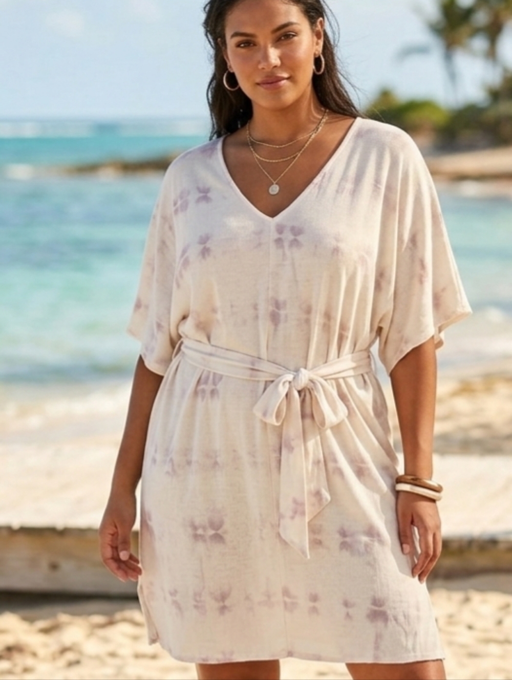 ERRANT Relaxed Fit Tie-dye Tie Front Coverup Or Beach Style Dress Size Small
